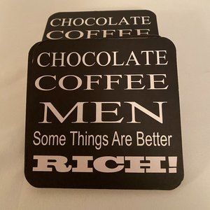 10 cardboard coasters - Chocolate, coffee.....
